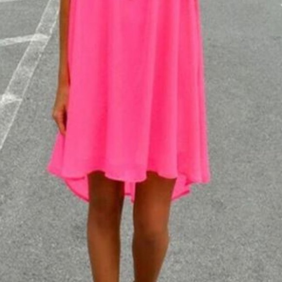 Pink Chiffon Summer Beach Dress - Picture 3 of 9